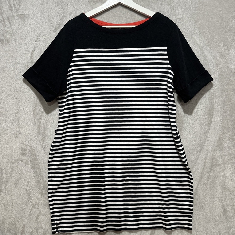 Lauren Ralph Lauren Women's Dress 2XL Black & White Striped Sheath Short Sleeves